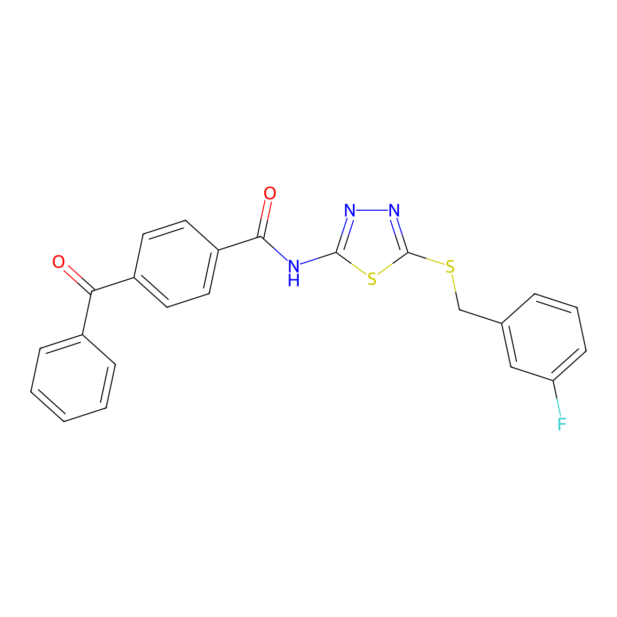 4-benzoyl-N-[5-[(3-fluorophenyl)methylsulfanyl]-1,3,4-thiadiazol-2-yl]benzamide molecular structure, CAS 392317-52-1