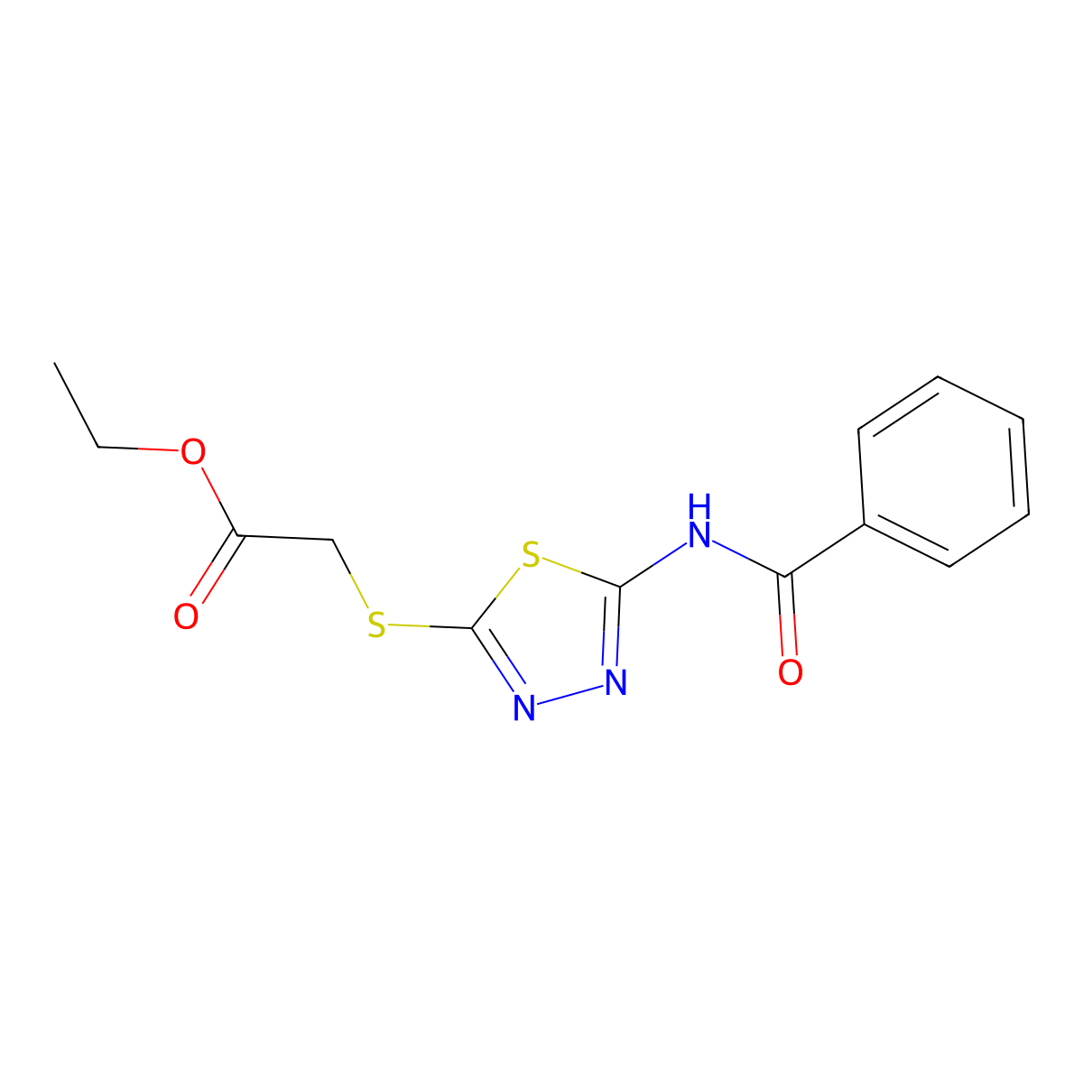 Ethyl 2-[(5-benzamido-1,3,4-thiadiazol-2-yl)sulfanyl]acetate molecular structure, CAS 392317-99-6