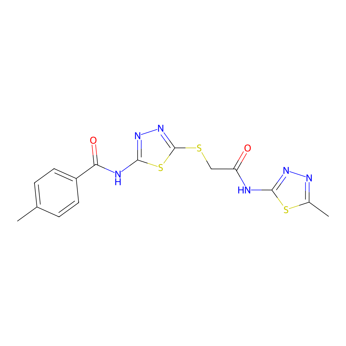 4-methyl-N-[5-({[(5-methyl-1,3,4-thiadiazol-2-yl)carbamoyl]methyl}sulfanyl)-1,3,4-thiadiazol-2-yl]benzamide molecular structure, CAS 392319-06-1
