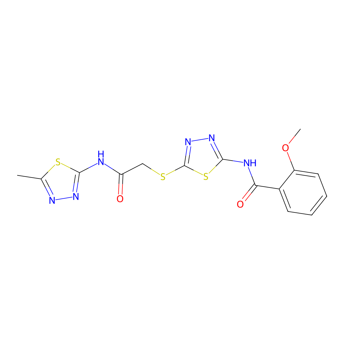2-methoxy-N-[5-[2-[(5-methyl-1,3,4-thiadiazol-2-yl)amino]-2-oxoethyl]sulfanyl-1,3,4-thiadiazol-2-yl]benzamide molecular structure, CAS 392319-15-2