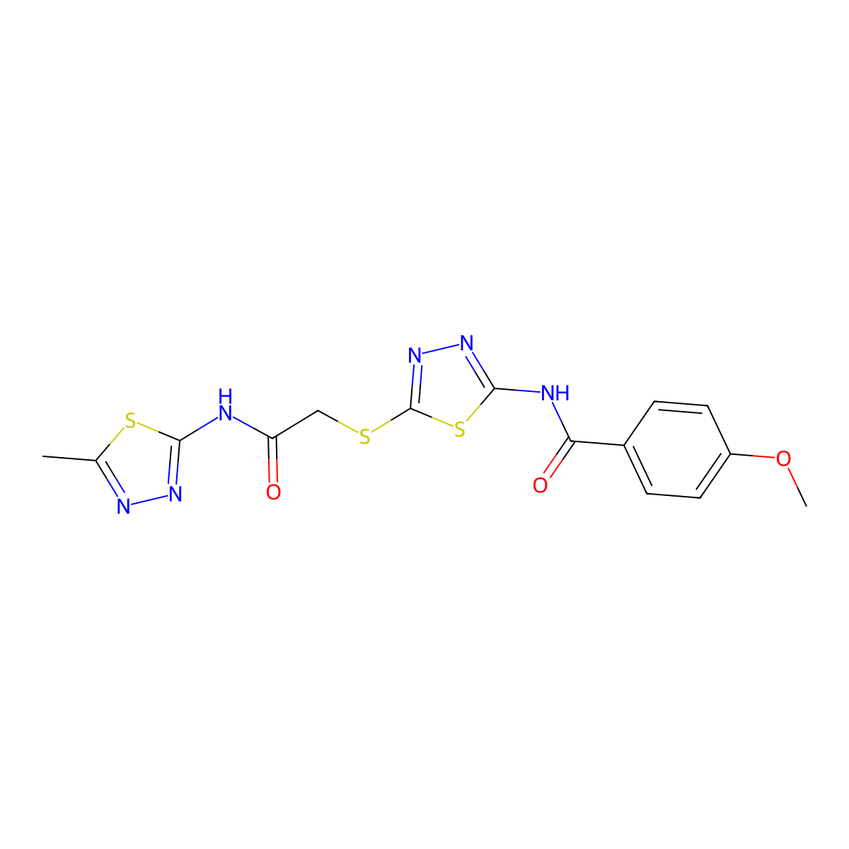4-methoxy-N-(5-((2-((5-methyl-1,3,4-thiadiazol-2-yl)amino)-2-oxoethyl)thio)-1,3,4-thiadiazol-2-yl)benzamide molecular structure, CAS 392319-18-5
