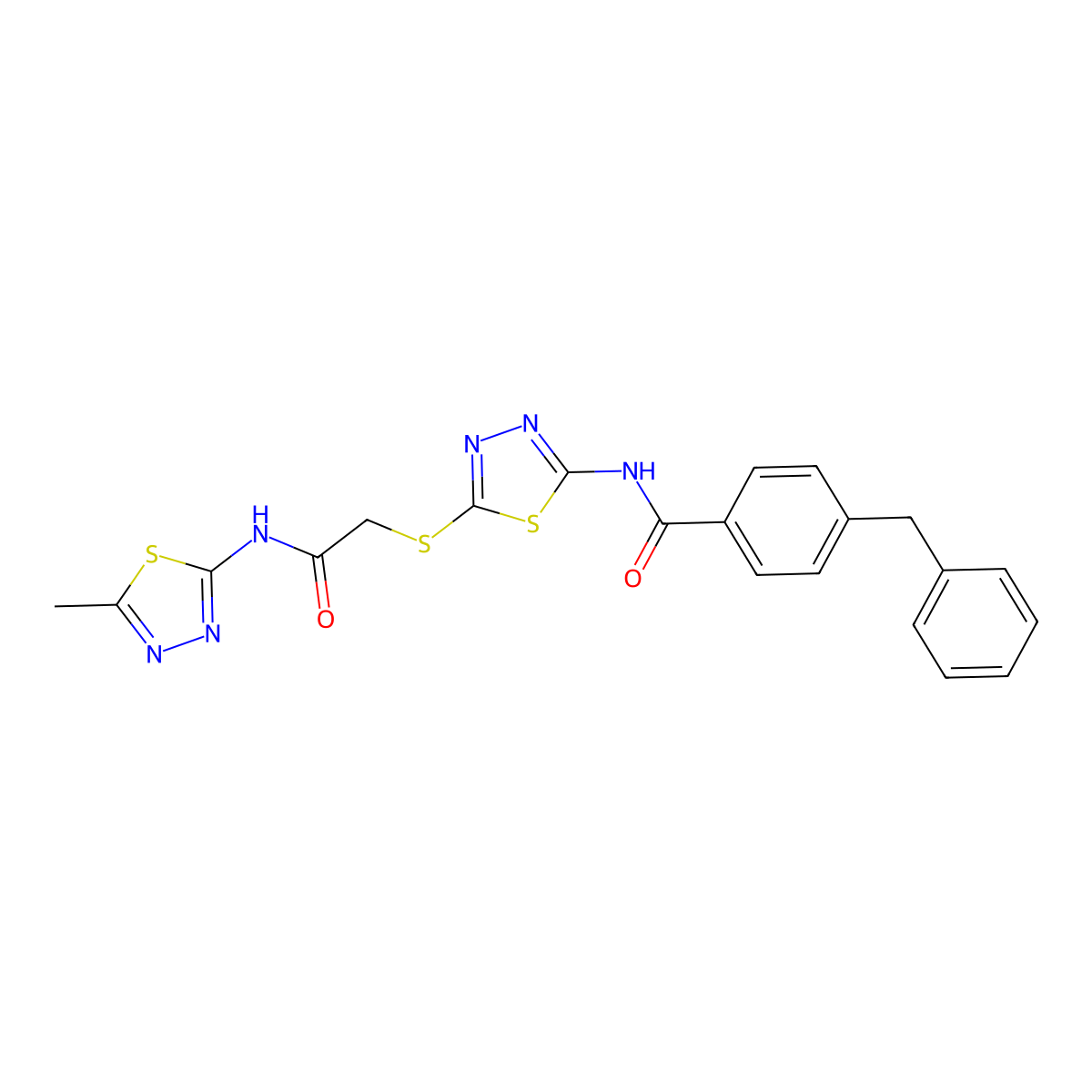 4-benzyl-N-(5-((2-((5-methyl-1,3,4-thiadiazol-2-yl)amino)-2-oxoethyl)thio)-1,3,4-thiadiazol-2-yl)benzamide molecular structure, CAS 392319-27-6