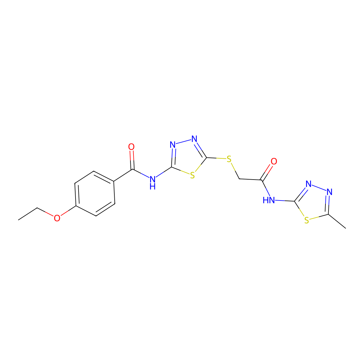 4-ethoxy-N-[5-[2-[(5-methyl-1,3,4-thiadiazol-2-yl)amino]-2-oxoethyl]sulfanyl-1,3,4-thiadiazol-2-yl]benzamide molecular structure, CAS 392319-28-7
