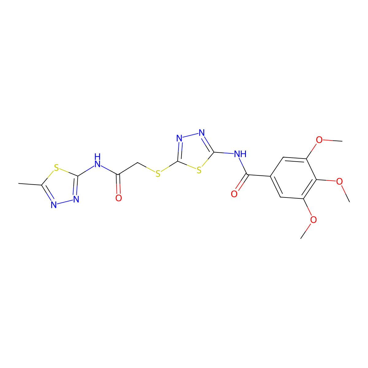 3,4,5-trimethoxy-N-(5-((2-((5-methyl-1,3,4-thiadiazol-2-yl)amino)-2-oxoethyl)thio)-1,3,4-thiadiazol-2-yl)benzamide molecular structure, CAS 392319-36-7