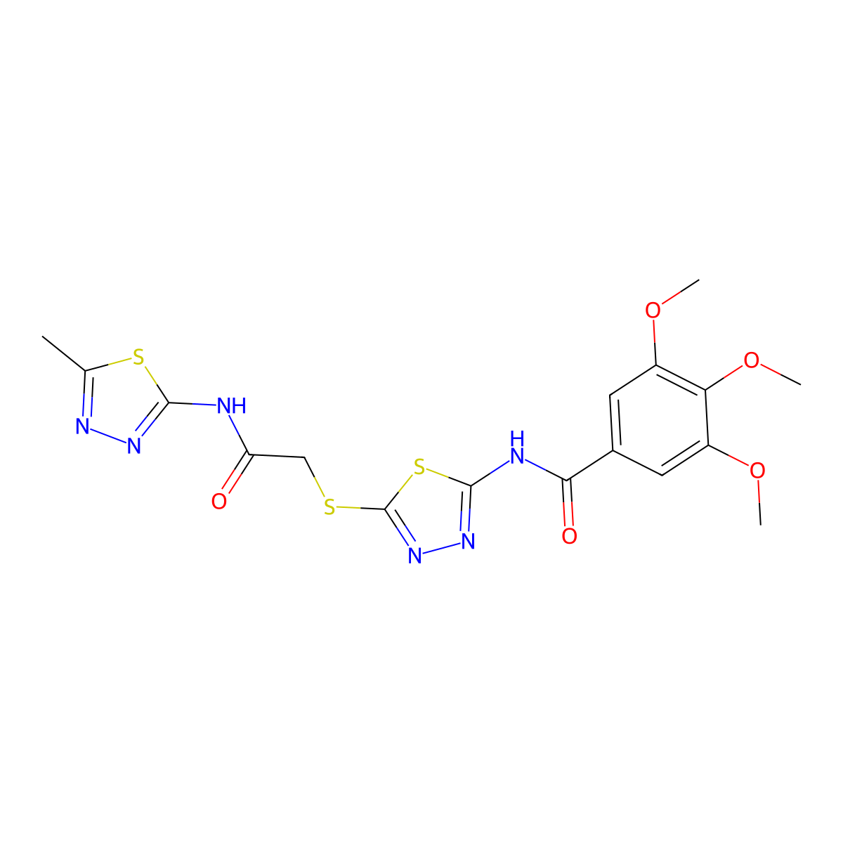 3,4,5-trimethoxy-N-(5-((2-((5-methyl-1,3,4-thiadiazol-2-yl)amino)-2-oxoethyl)thio)-1,3,4-thiadiazol-2-yl)benzamide molecular structure, CAS 392319-36-7