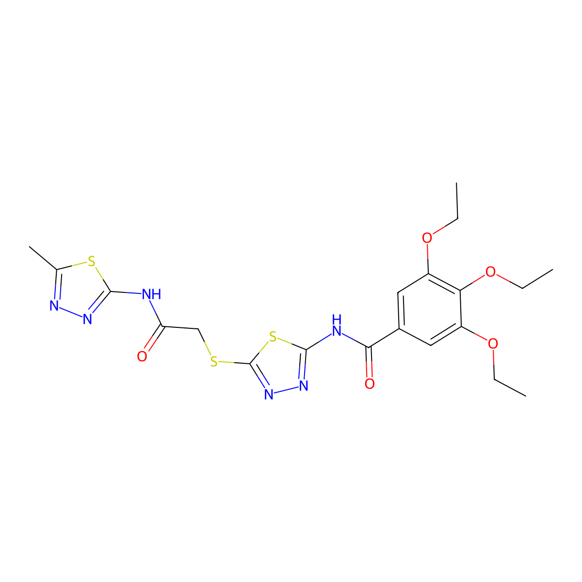 3,4,5-triethoxy-N-[5-[2-[(5-methyl-1,3,4-thiadiazol-2-yl)amino]-2-oxoethyl]sulfanyl-1,3,4-thiadiazol-2-yl]benzamide molecular structure, CAS 392319-37-8