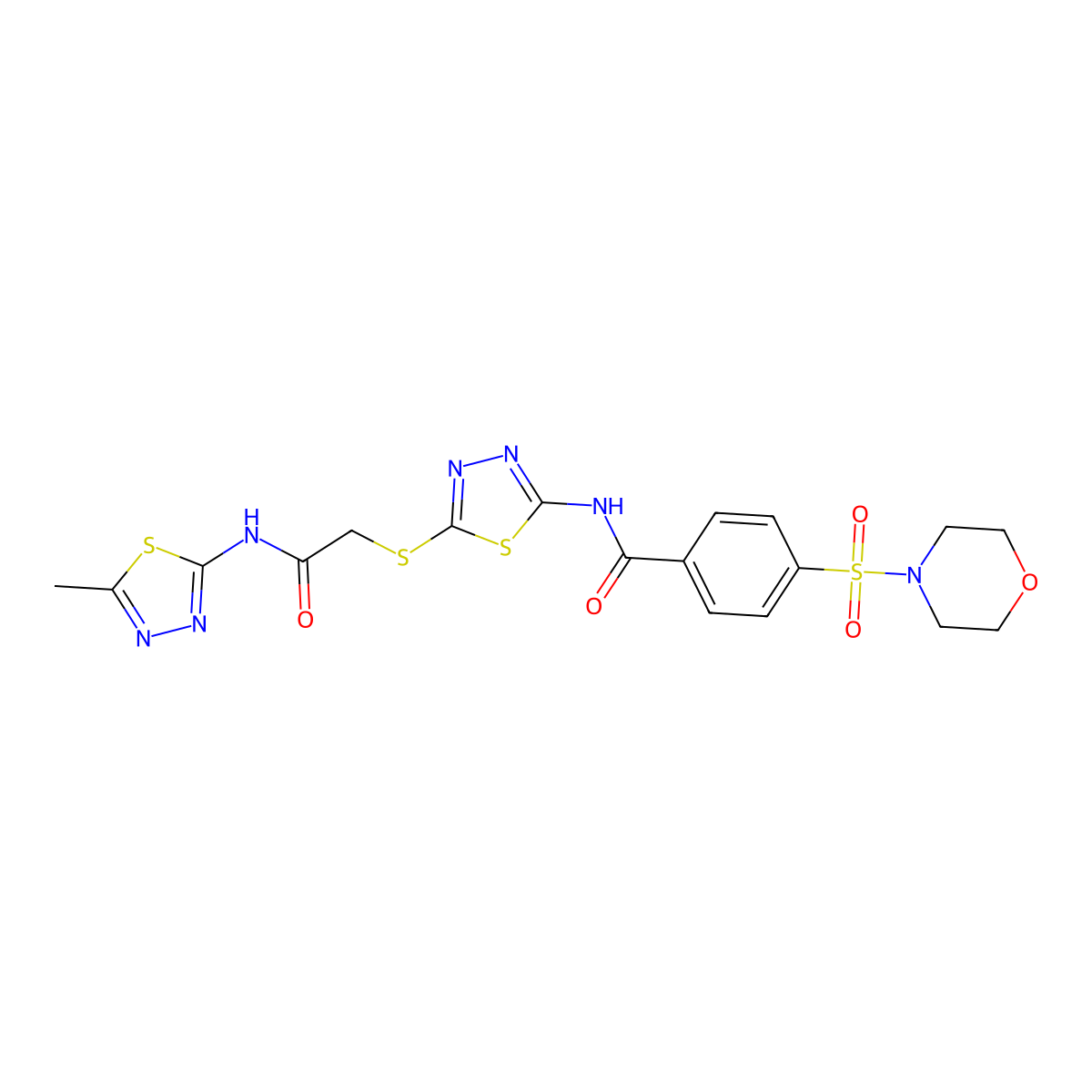 N-(5-((2-((5-methyl-1,3,4-thiadiazol-2-yl)amino)-2-oxoethyl)thio)-1,3,4-thiadiazol-2-yl)-4-(morpholinosulfonyl)benzamide molecular structure, CAS 392319-41-4