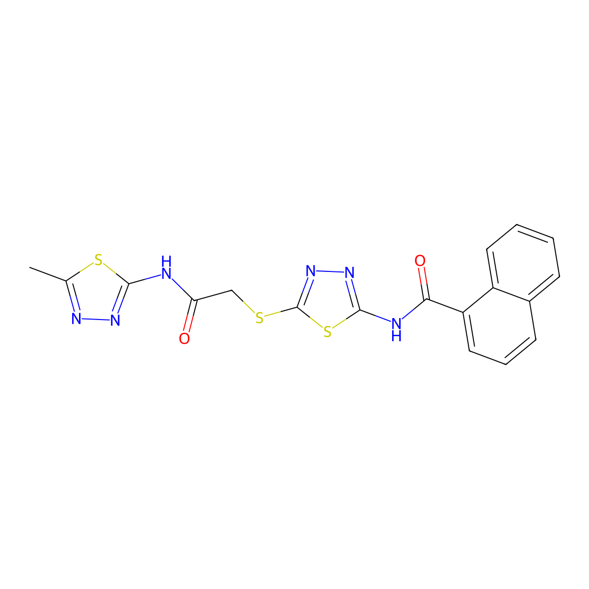 N-[5-[2-[(5-methyl-1,3,4-thiadiazol-2-yl)amino]-2-oxoethyl]sulfanyl-1,3,4-thiadiazol-2-yl]naphthalene-1-carboxamide molecular structure, CAS 392319-44-7