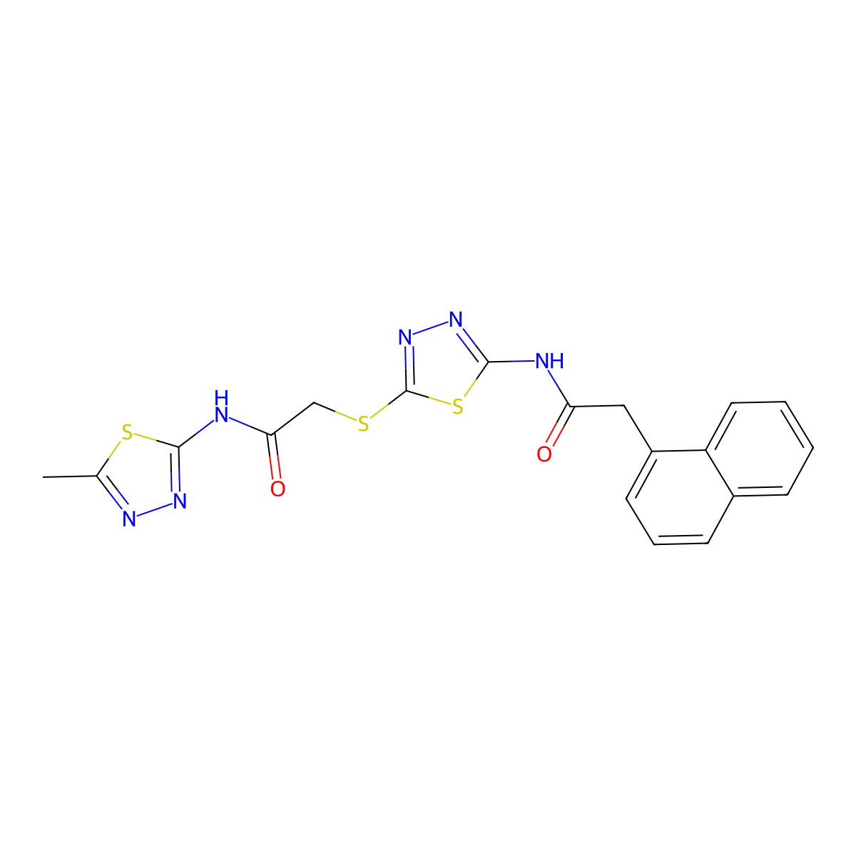 N-(5-methyl-1,3,4-thiadiazol-2-yl)-2-((5-(2-(naphthalen-1-yl)acetamido)-1,3,4-thiadiazol-2-yl)thio)acetamide molecular structure, CAS 392319-45-8