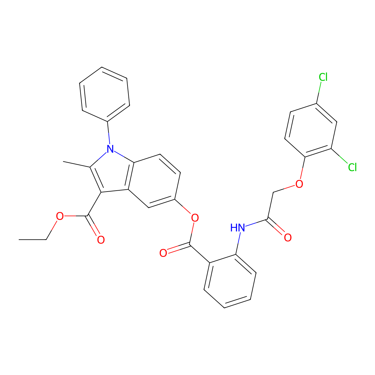Ethyl 5-[2-[[2-(2,4-dichlorophenoxy)acetyl]amino]benzoyl]oxy-2-methyl-1-phenylindole-3-carboxylate molecular structure, CAS 392319-60-7