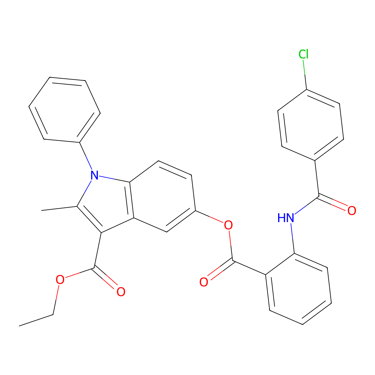ethyl 5-((2-(4-chlorobenzamido)benzoyl)oxy)-2-methyl-1-phenyl-1H-indole-3-carboxylate molecular structure, CAS 392319-76-5