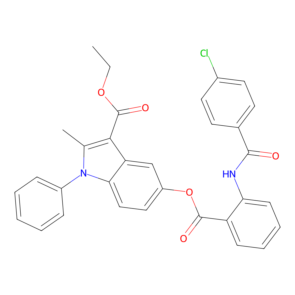 ethyl 5-((2-(4-chlorobenzamido)benzoyl)oxy)-2-methyl-1-phenyl-1H-indole-3-carboxylate molecular structure, CAS 392319-76-5
