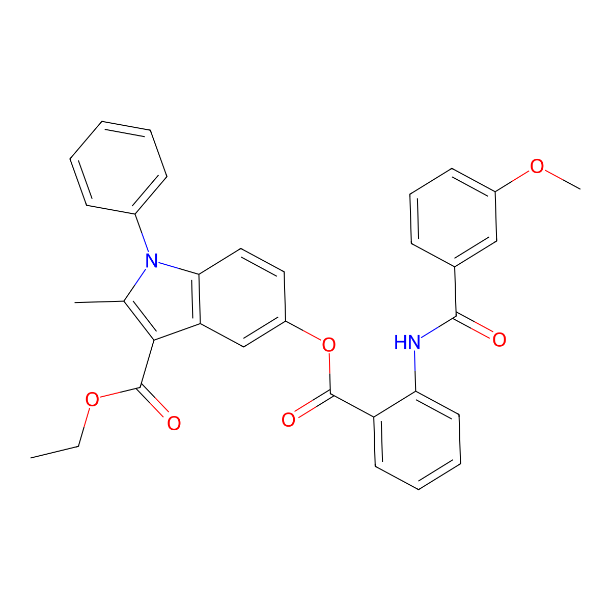 Ethyl 5-[2-[(3-methoxybenzoyl)amino]benzoyl]oxy-2-methyl-1-phenylindole-3-carboxylate molecular structure, CAS 392319-82-3