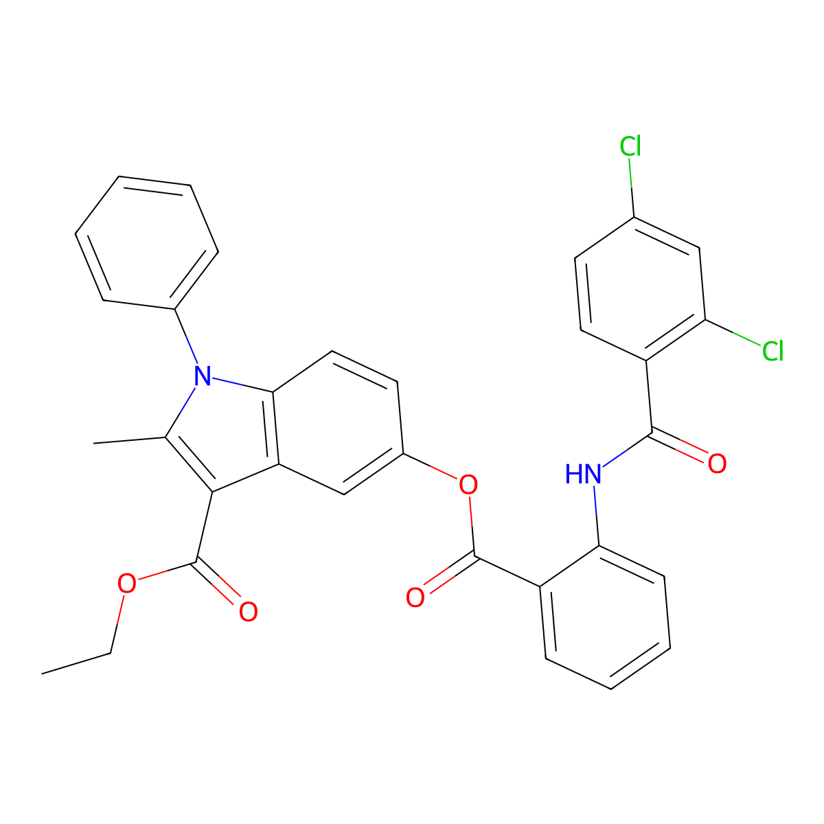 Ethyl 5-[2-[(2,4-dichlorobenzoyl)amino]benzoyl]oxy-2-methyl-1-phenylindole-3-carboxylate molecular structure, CAS 392319-97-0