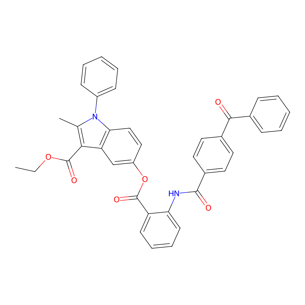 ethyl 5-((2-(4-benzoylbenzamido)benzoyl)oxy)-2-methyl-1-phenyl-1H-indole-3-carboxylate molecular structure, CAS 392320-09-1