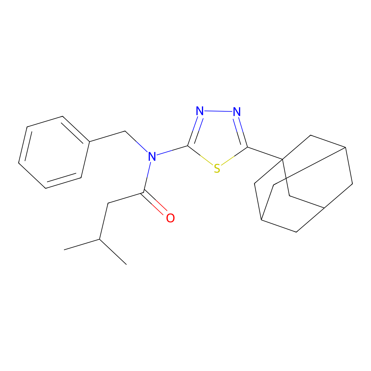 N-[5-(1-adamantyl)-1,3,4-thiadiazol-2-yl]-N-benzyl-3-methylbutanamide molecular structure, CAS 392320-23-9