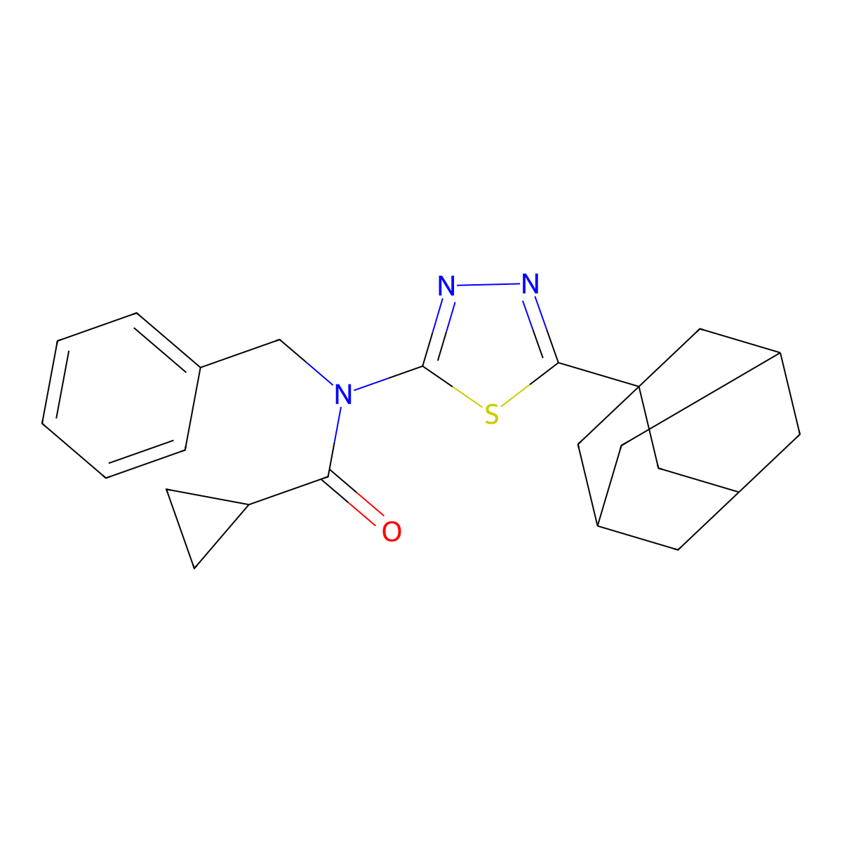 N-[5-(1-adamantyl)-1,3,4-thiadiazol-2-yl]-N-benzylcyclopropanecarboxamide molecular structure, CAS 392320-29-5