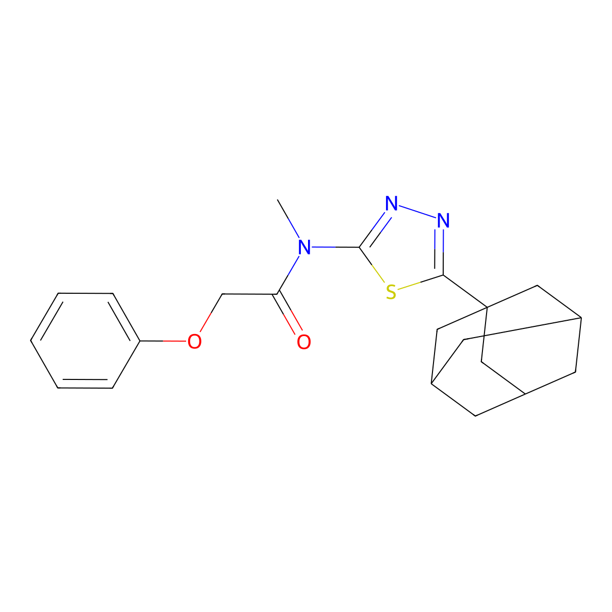 N-[5-(1-adamantyl)-1,3,4-thiadiazol-2-yl]-N-methyl-2-phenoxyacetamide molecular structure, CAS 392320-89-7