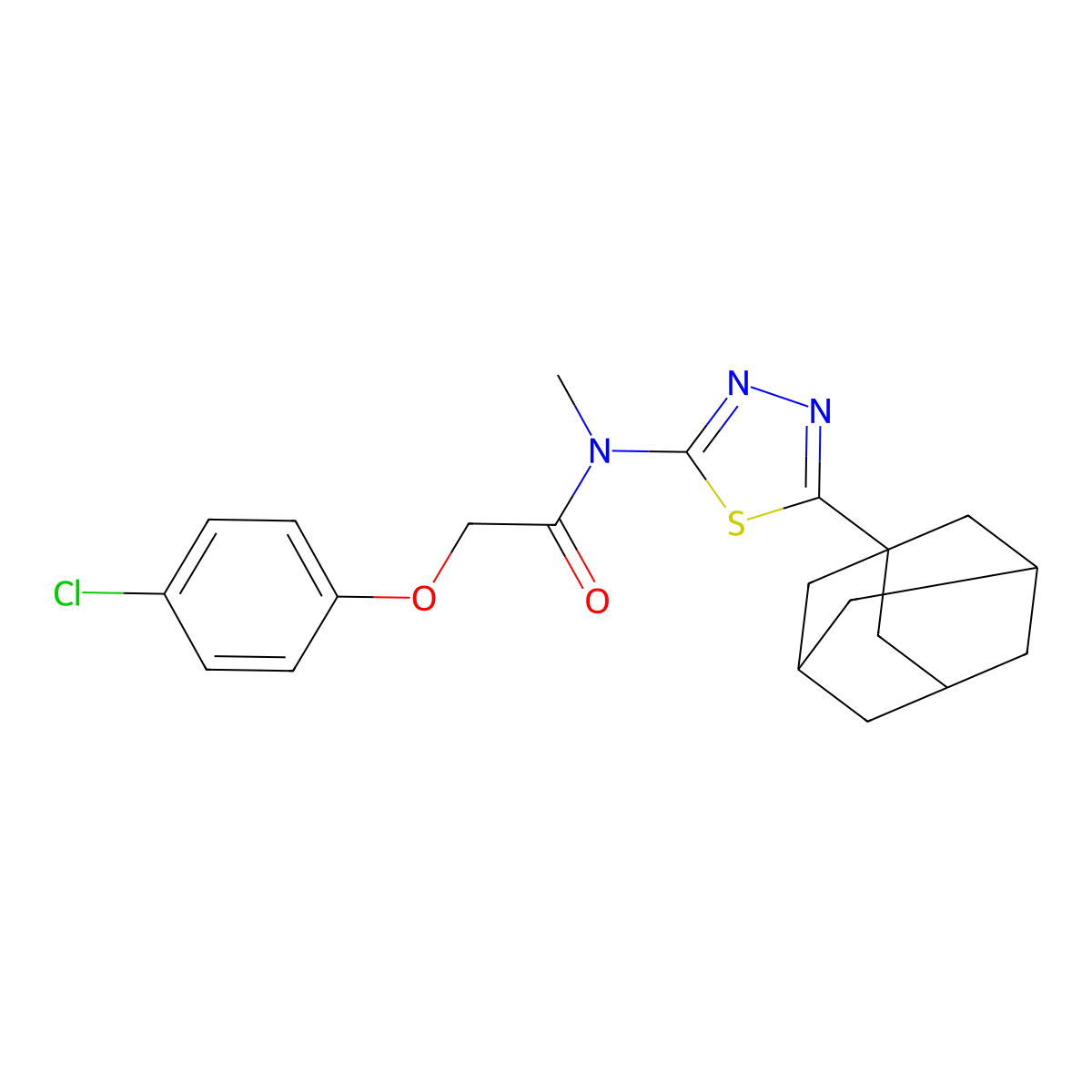 N-[5-(1-adamantyl)-1,3,4-thiadiazol-2-yl]-2-(4-chlorophenoxy)-N-methylacetamide molecular structure, CAS 392320-90-0