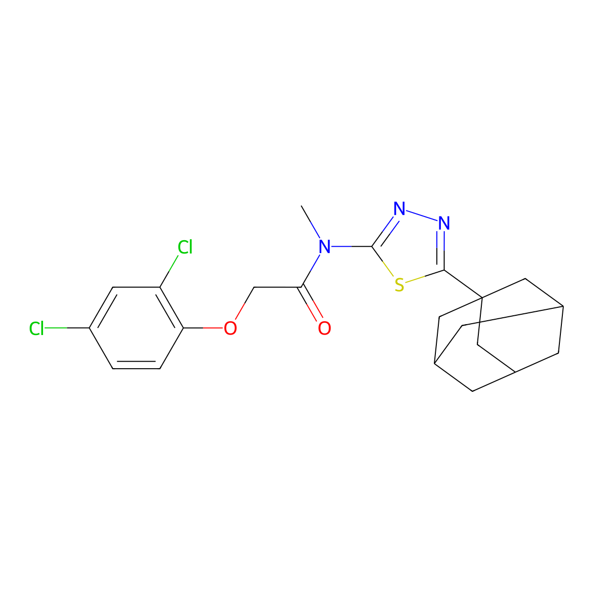N-[5-(1-adamantyl)-1,3,4-thiadiazol-2-yl]-2-(2,4-dichlorophenoxy)-N-methylacetamide molecular structure, CAS 392320-91-1