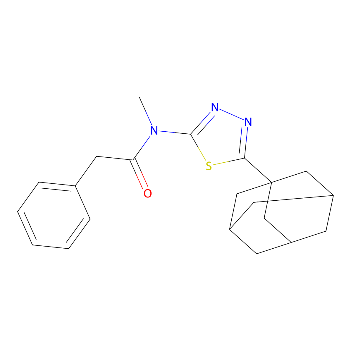 N-[5-(1-adamantyl)-1,3,4-thiadiazol-2-yl]-N-methyl-2-phenylacetamide molecular structure, CAS 392320-92-2