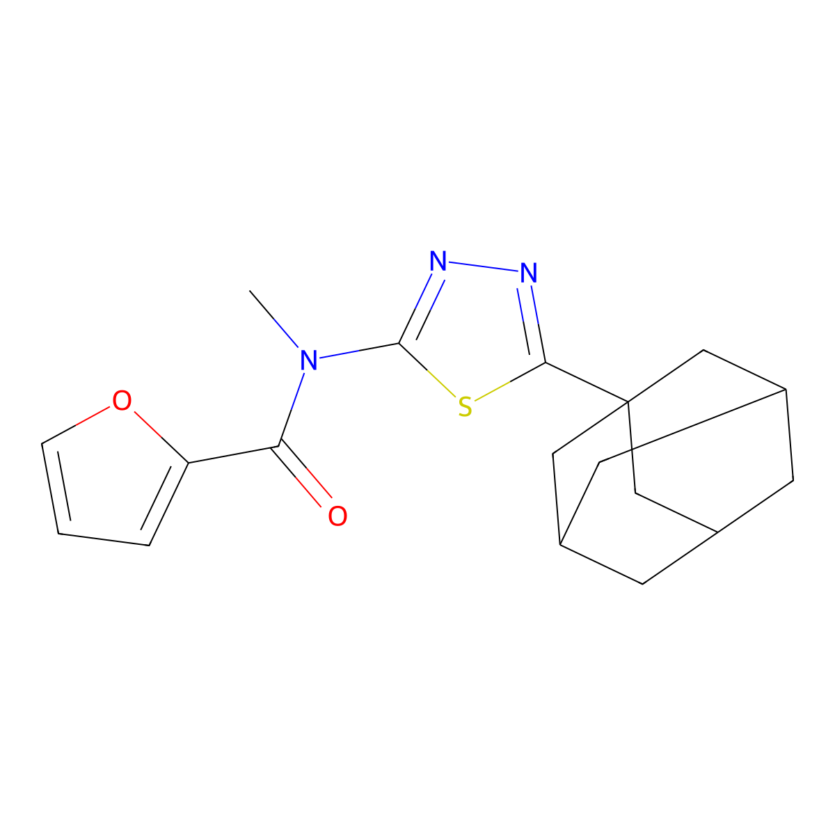 N-[5-(1-adamantyl)-1,3,4-thiadiazol-2-yl]-N-methylfuran-2-carboxamide molecular structure, CAS 392320-97-7
