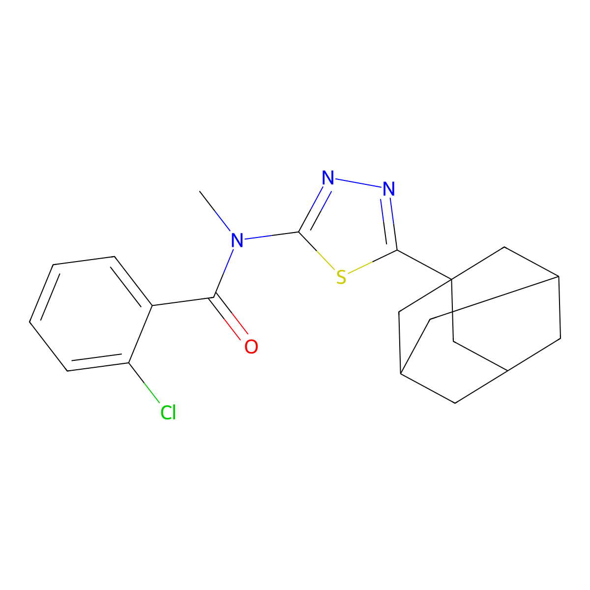 N-[5-(1-adamantyl)-1,3,4-thiadiazol-2-yl]-2-chloro-N-methylbenzamide molecular structure, CAS 392321-06-1