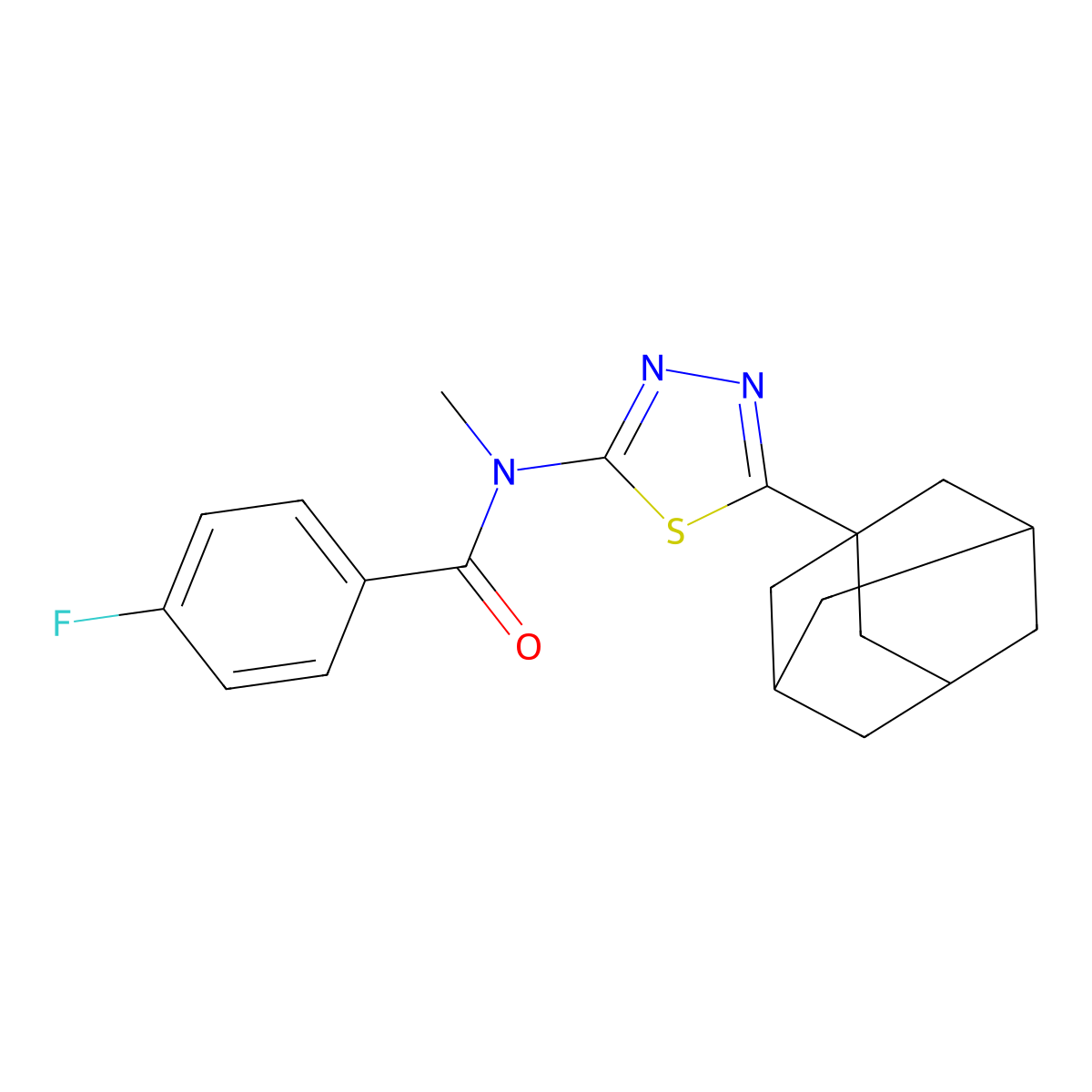 N-[5-(1-adamantyl)-1,3,4-thiadiazol-2-yl]-4-fluoro-N-methylbenzamide molecular structure, CAS 392321-17-4