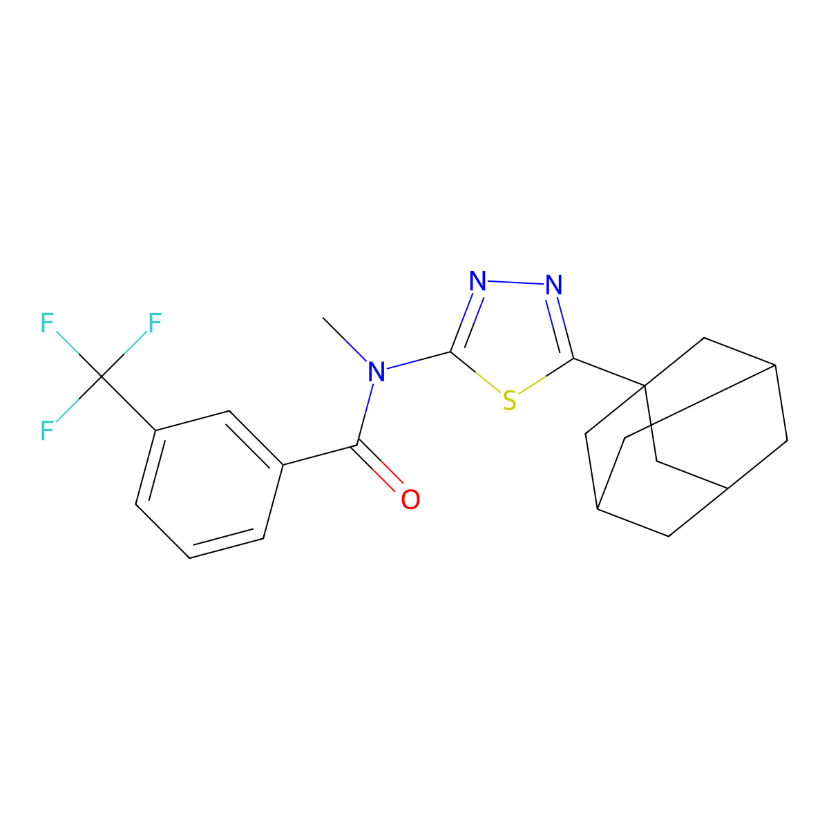 N-[5-(1-adamantyl)-1,3,4-thiadiazol-2-yl]-N-methyl-3-(trifluoromethyl)benzamide molecular structure, CAS 392321-19-6