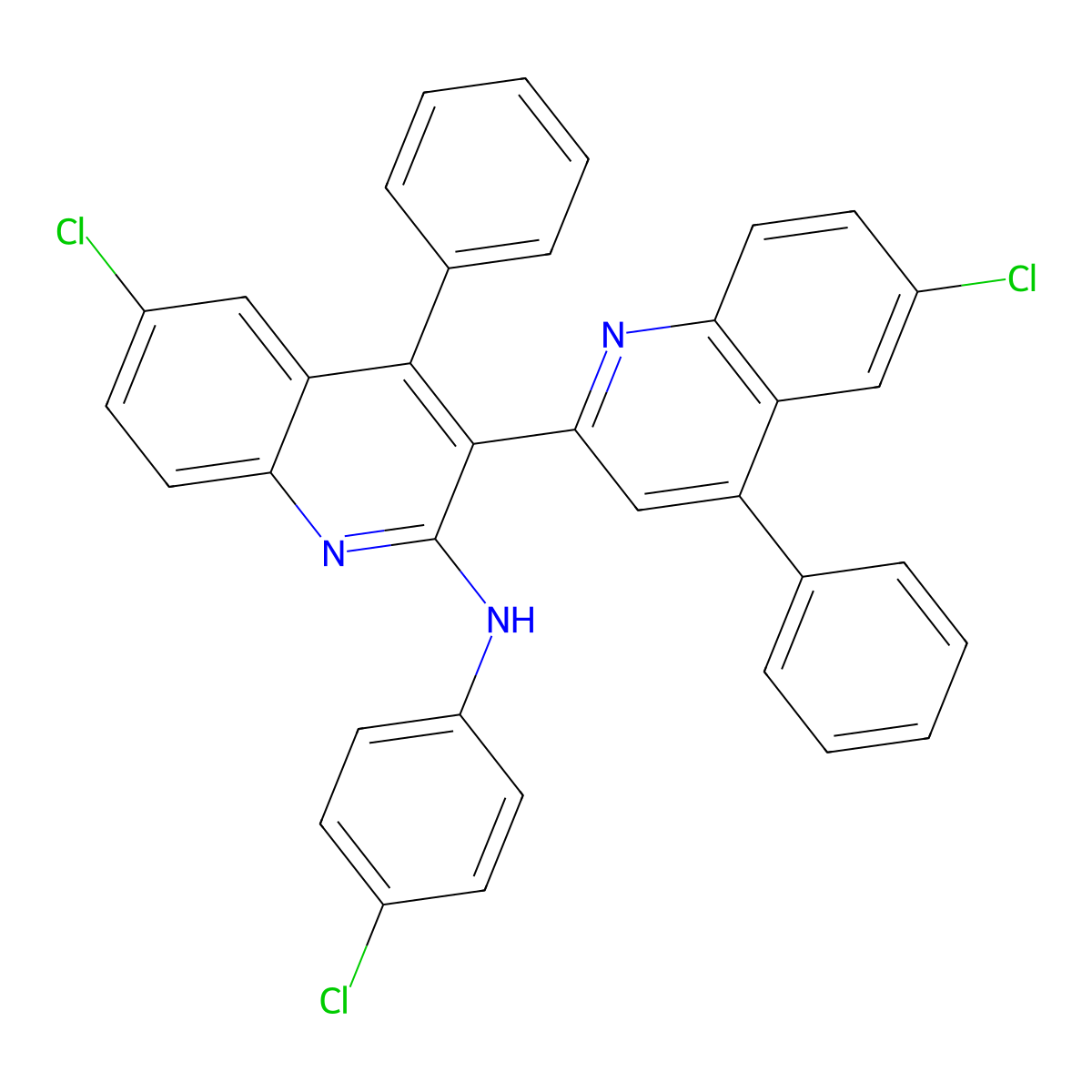 6-chloro-N-(4-chlorophenyl)-3-(6-chloro-4-phenylquinolin-2-yl)-4-phenylquinolin-2-amine molecular structure, CAS 392321-82-3