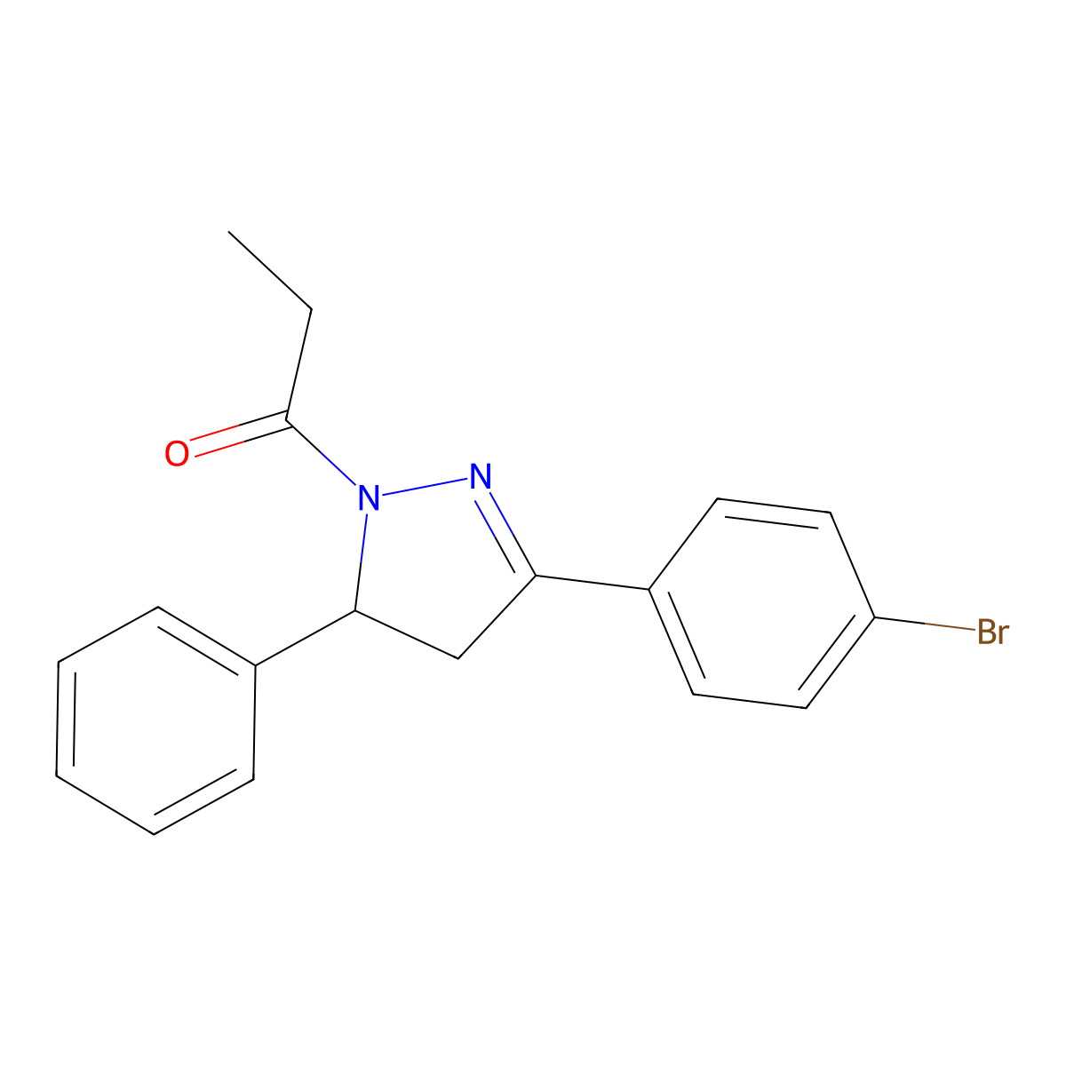1-(3-(4-bromophenyl)-5-phenyl-4,5-dihydro-1H-pyrazol-1-yl)propan-1-one molecular structure, CAS 392321-84-5