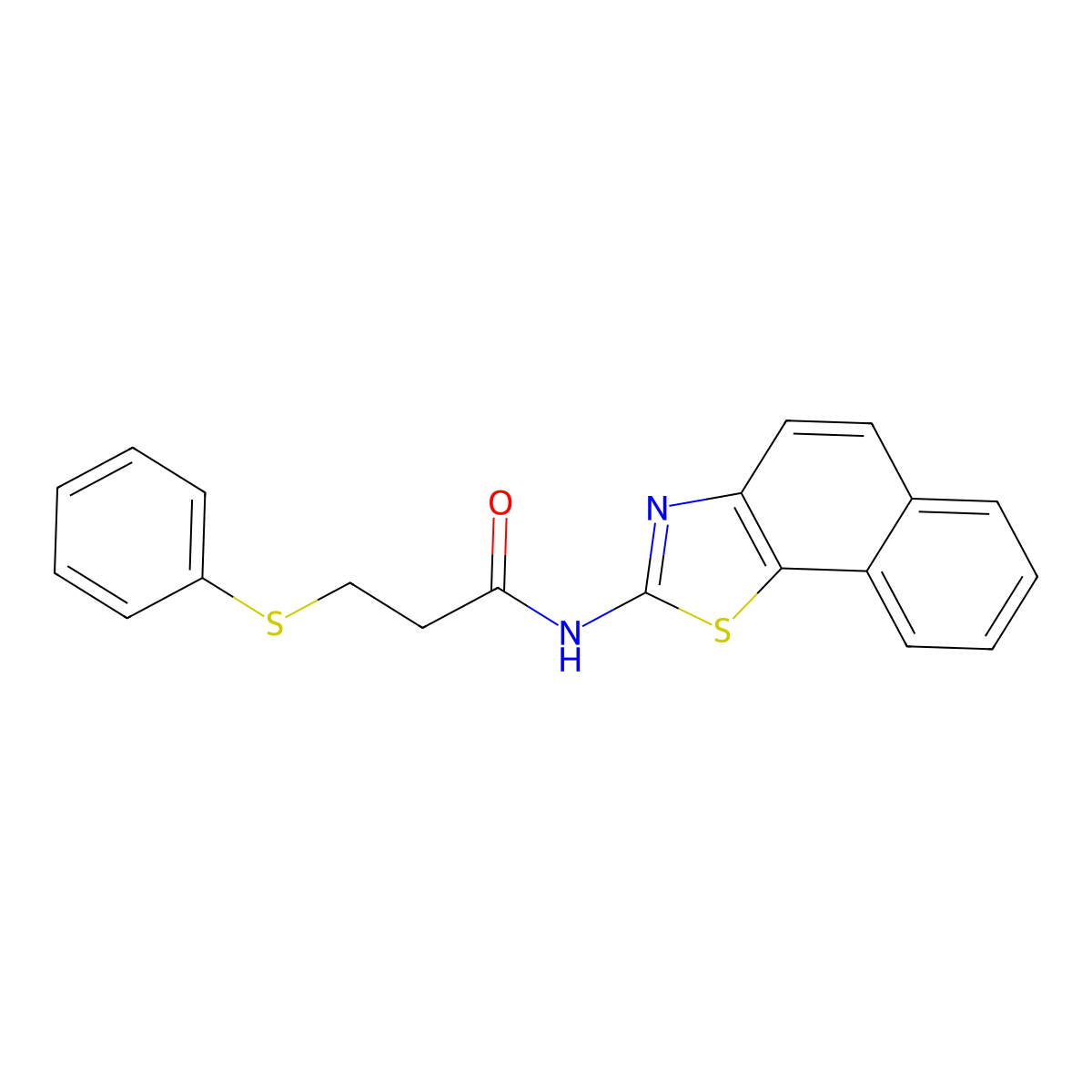 N-(naphtho[2,1-d]thiazol-2-yl)-3-(phenylthio)propanamide molecular structure, CAS 392322-54-2