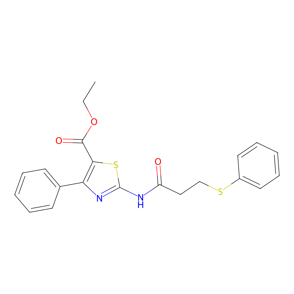 Ethyl 4-phenyl-2-(3-(phenylthio)propanamido)thiazole-5-carboxylate molecular structure, CAS 392322-65-5