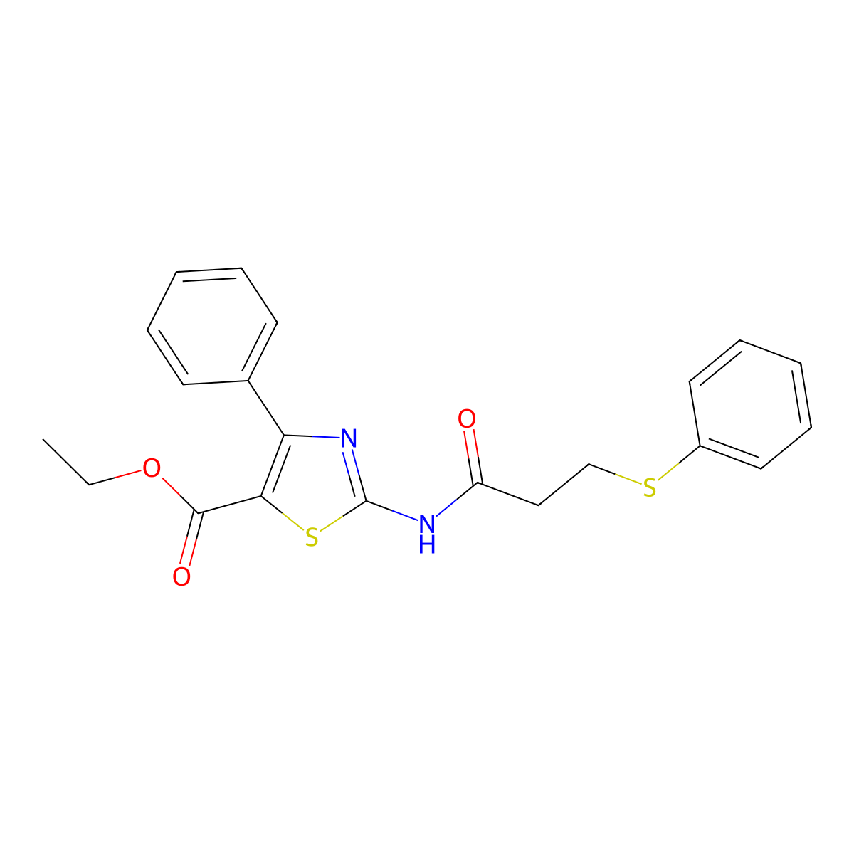 Ethyl 4-phenyl-2-(3-(phenylthio)propanamido)thiazole-5-carboxylate molecular structure, CAS 392322-65-5