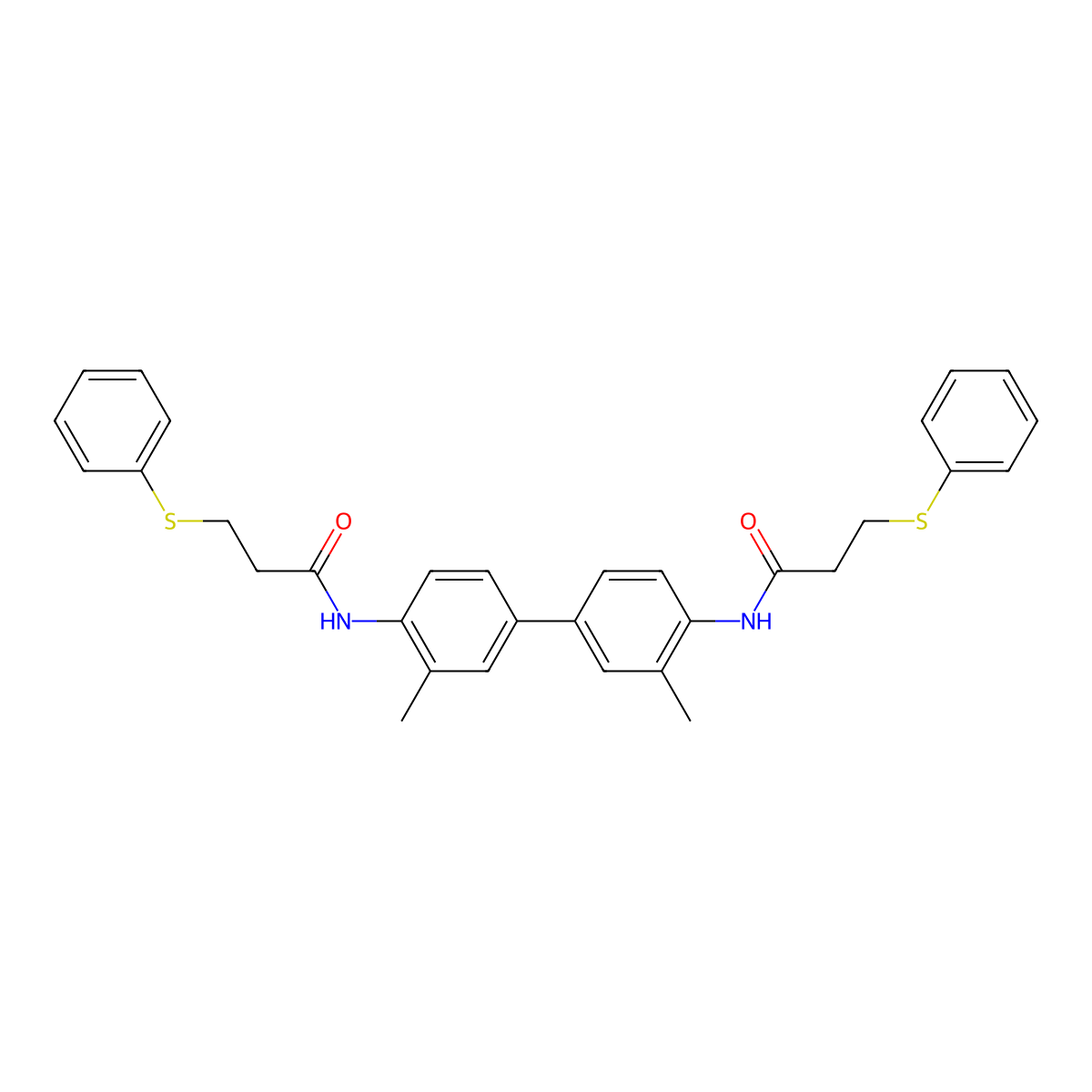N-[2-methyl-4-[3-methyl-4-(3-phenylsulfanylpropanoylamino)phenyl]phenyl]-3-phenylsulfanylpropanamide molecular structure, CAS 392322-76-8