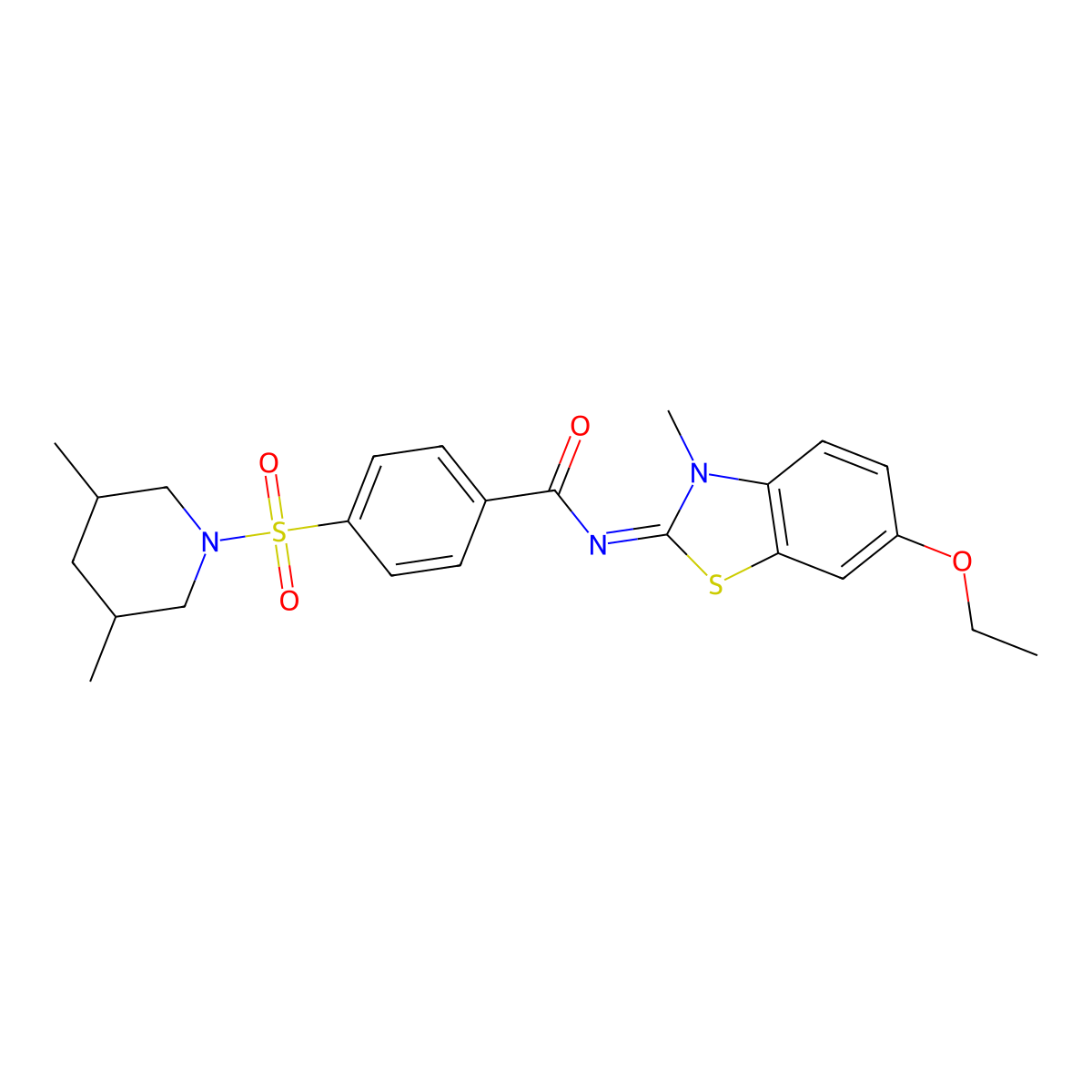 (Z)-4-((3,5-dimethylpiperidin-1-yl)sulfonyl)-N-(6-ethoxy-3-methylbenzo[d]thiazol-2(3H)-ylidene)benzamide molecular structure, CAS 392323-32-9