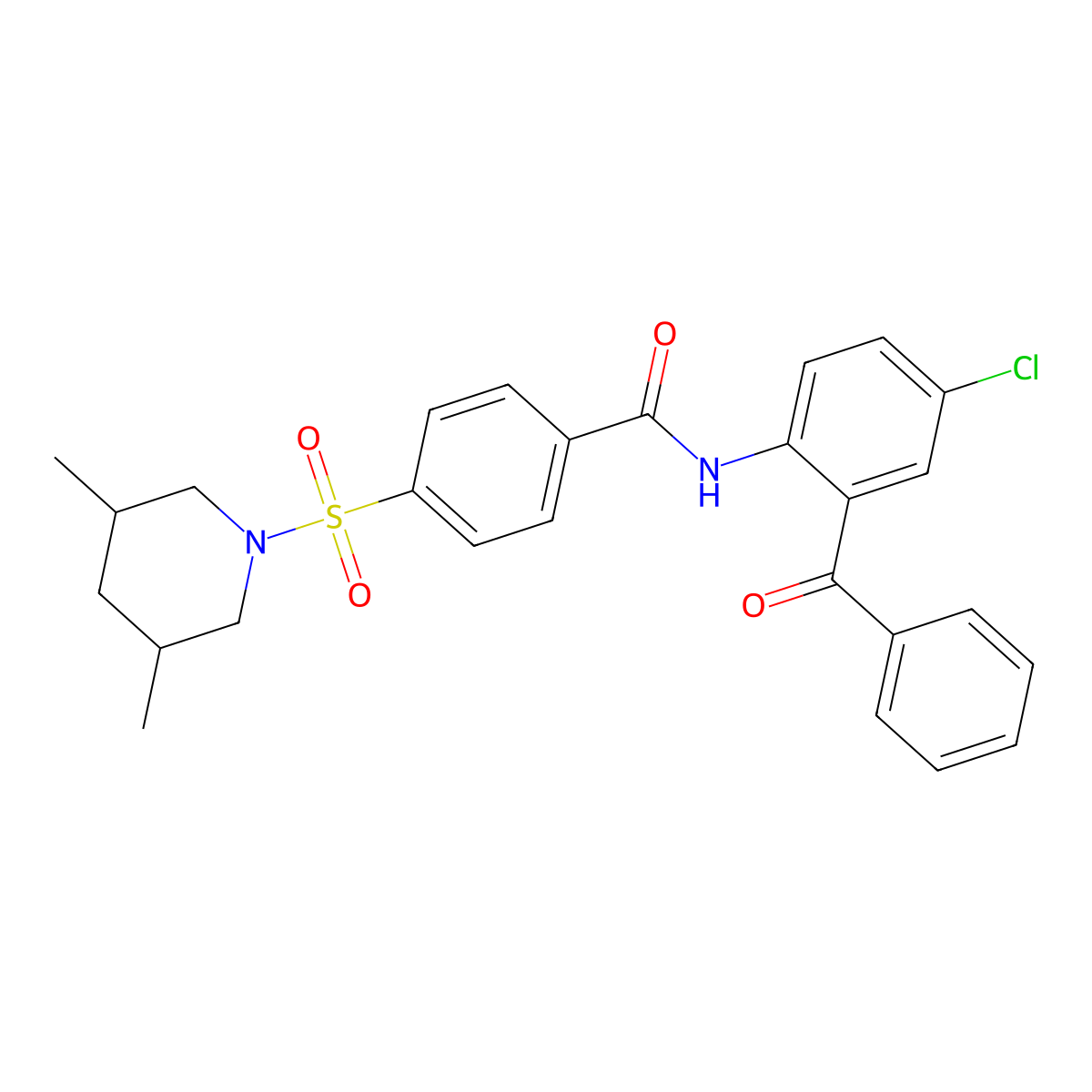N-(2-benzoyl-4-chlorophenyl)-4-[(3,5-dimethylpiperidin-1-yl)sulfonyl]benzamide molecular structure, CAS 392323-36-3