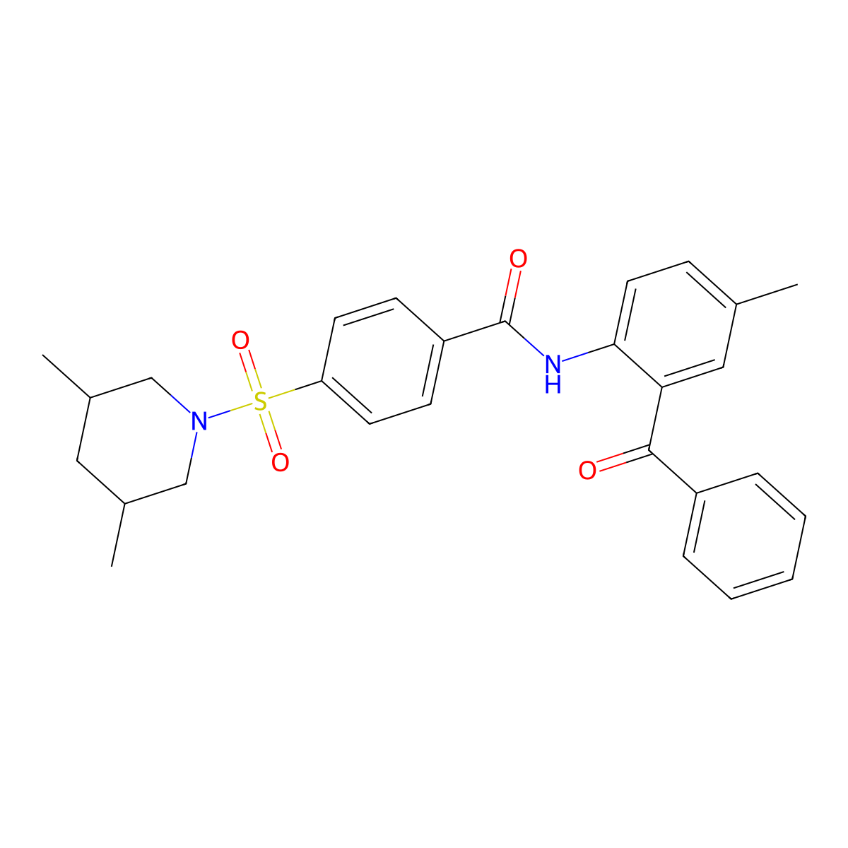 N-(2-benzoyl-4-methylphenyl)-4-[(3,5-dimethylpiperidin-1-yl)sulfonyl]benzamide molecular structure, CAS 392323-38-5