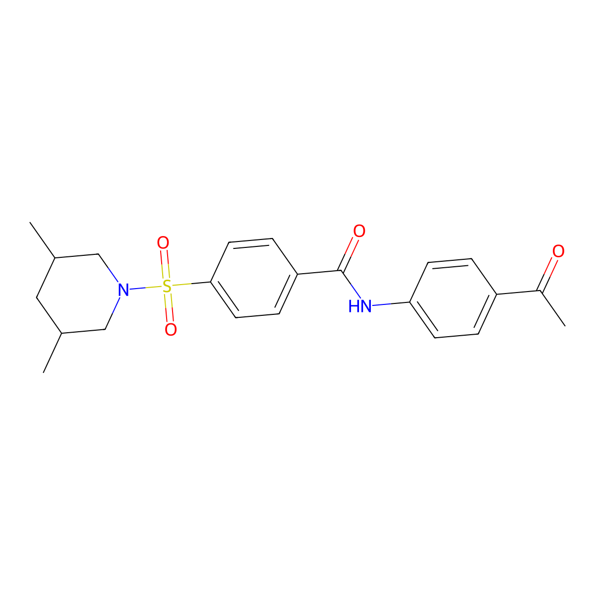 N-(4-acetylphenyl)-4-[(3,5-dimethylpiperidin-1-yl)sulfonyl]benzamide molecular structure, CAS 392323-41-0