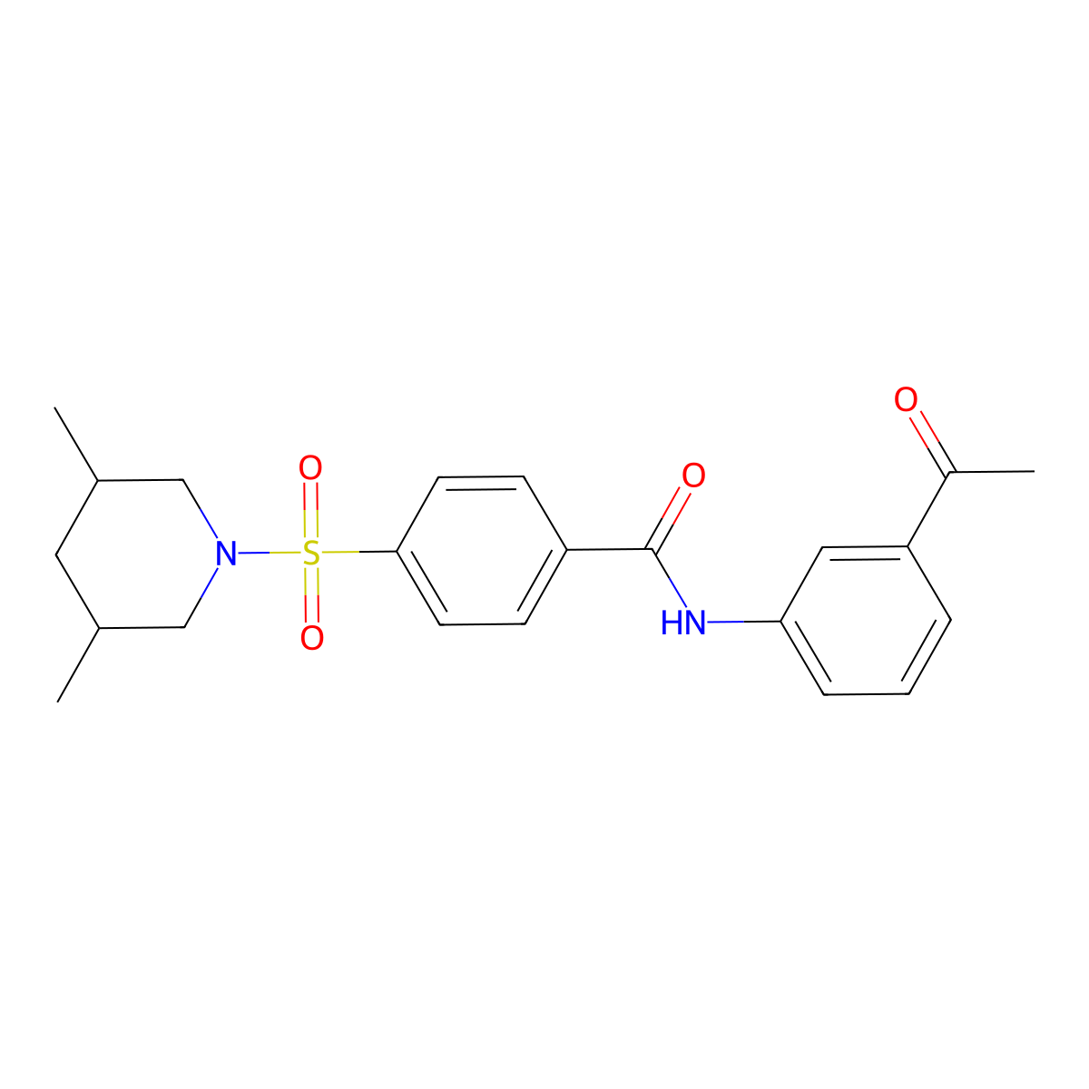 N-(3-acetylphenyl)-4-[(3,5-dimethylpiperidin-1-yl)sulfonyl]benzamide molecular structure, CAS 392323-43-2