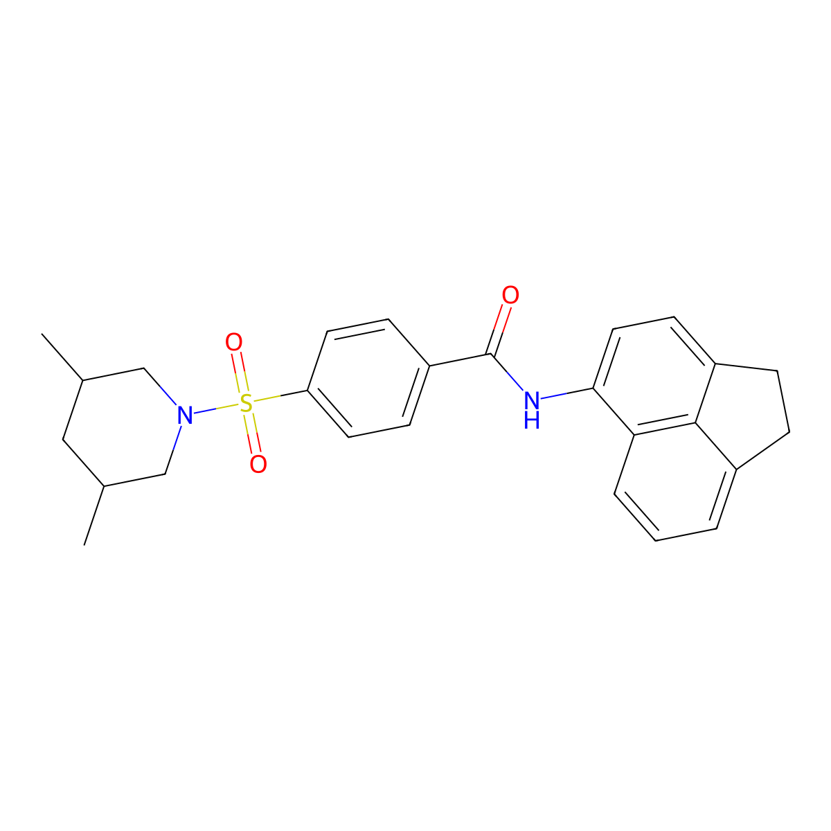 N-(1,2-dihydroacenaphthylen-5-yl)-4-((3,5-dimethylpiperidin-1-yl)sulfonyl)benzamide molecular structure, CAS 392323-46-5