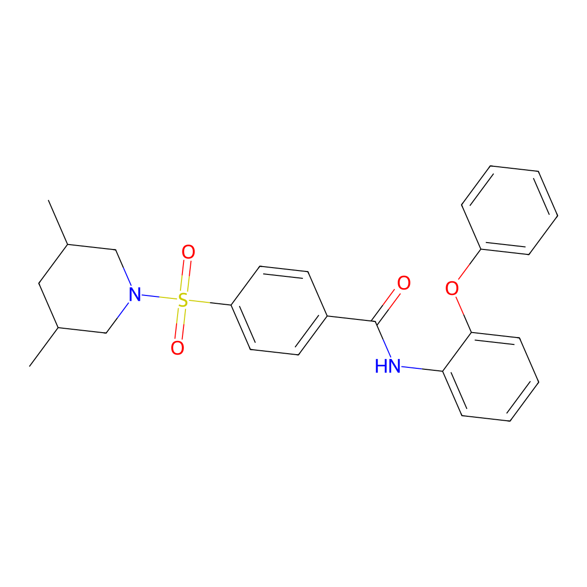 4-((3,5-dimethylpiperidin-1-yl)sulfonyl)-N-(2-phenoxyphenyl)benzamide molecular structure, CAS 392323-52-3