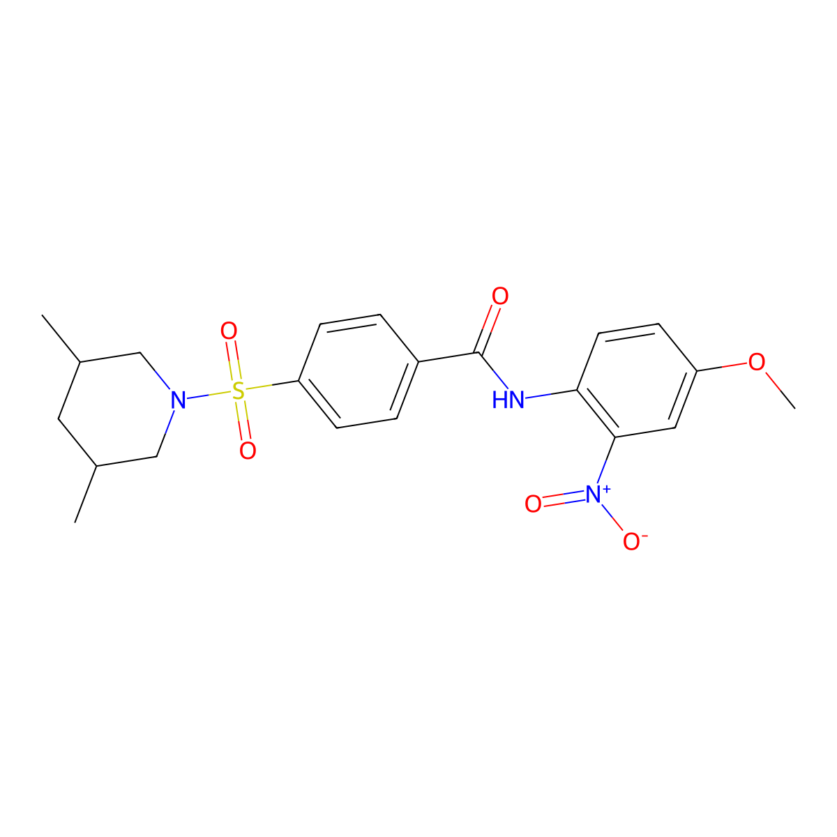 4-[(3,5-dimethylpiperidin-1-yl)sulfonyl]-N-(4-methoxy-2-nitrophenyl)benzamide molecular structure, CAS 392323-55-6