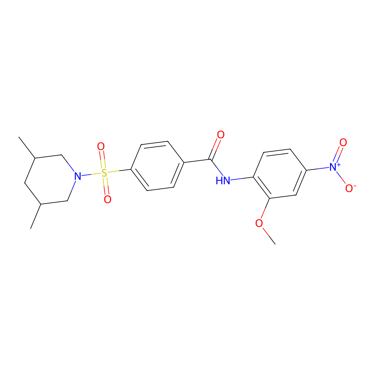 4-((3,5-dimethylpiperidin-1-yl)sulfonyl)-N-(2-methoxy-4-nitrophenyl)benzamide molecular structure, CAS 392323-60-3