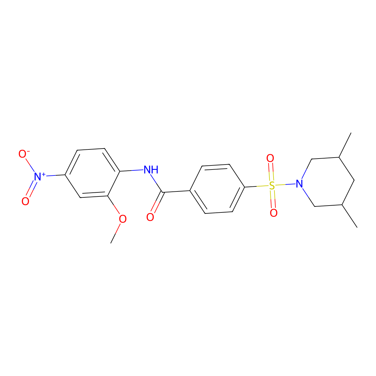 4-((3,5-dimethylpiperidin-1-yl)sulfonyl)-N-(2-methoxy-4-nitrophenyl)benzamide molecular structure, CAS 392323-60-3