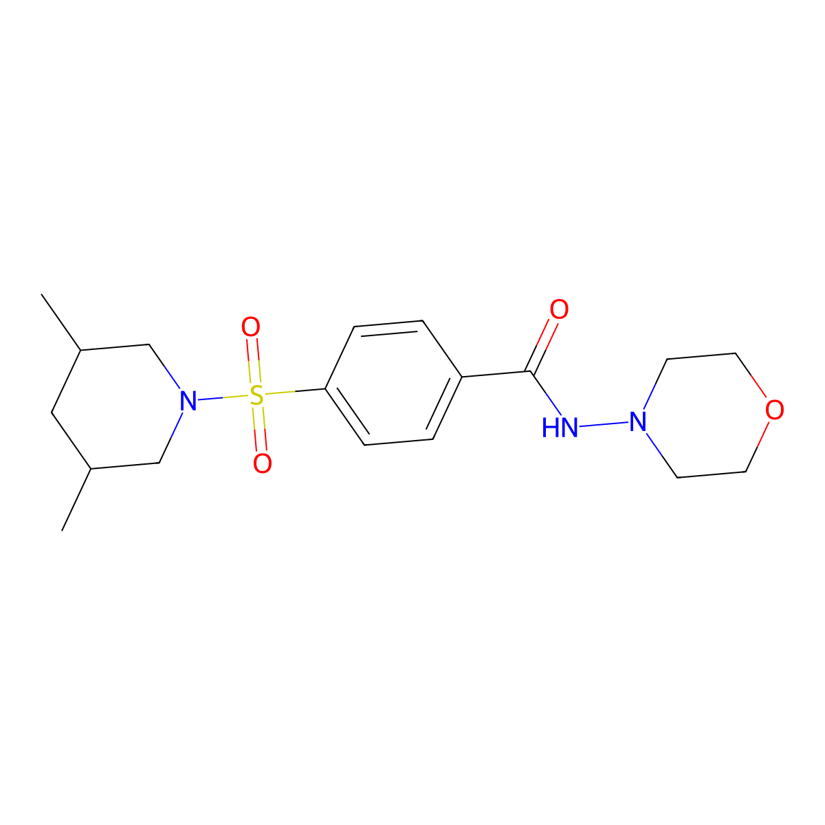 4-((3,5-dimethylpiperidin-1-yl)sulfonyl)-N-morpholinobenzamide molecular structure, CAS 392323-63-6