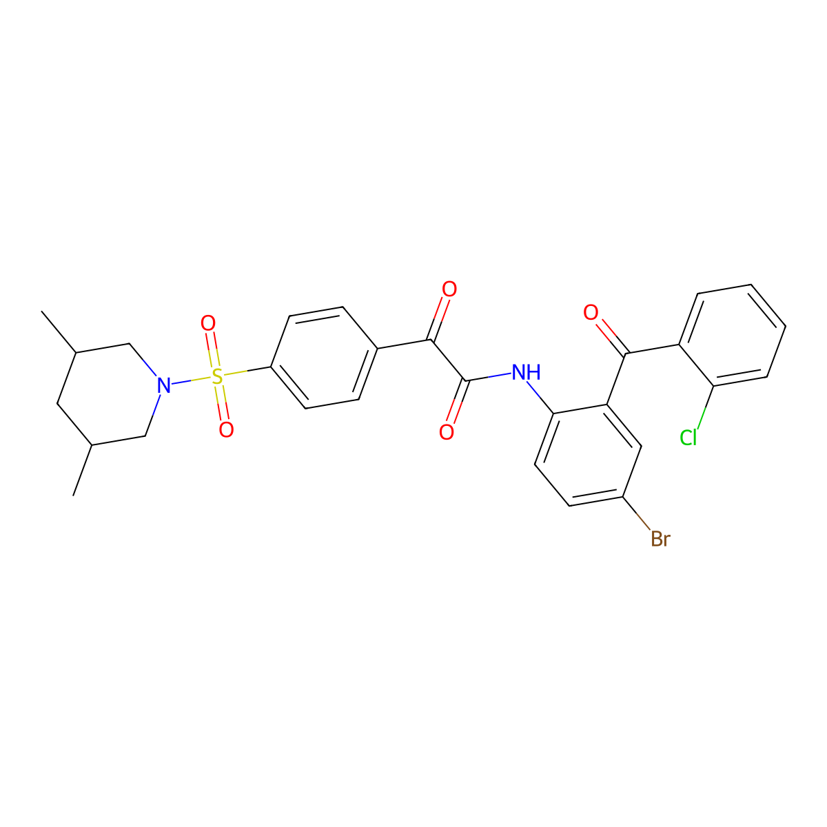 N-[4-bromo-2-(2-chlorobenzoyl)phenyl]-2-[4-(3,5-dimethylpiperidin-1-yl)sulfonylphenyl]-2-oxoacetamide molecular structure, CAS 392323-89-6