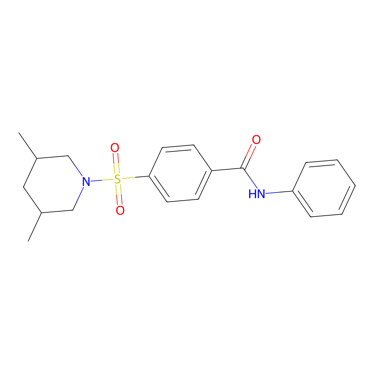 4-((3,5-dimethylpiperidin-1-yl)sulfonyl)-N-phenylbenzamide molecular structure, CAS 392323-91-0