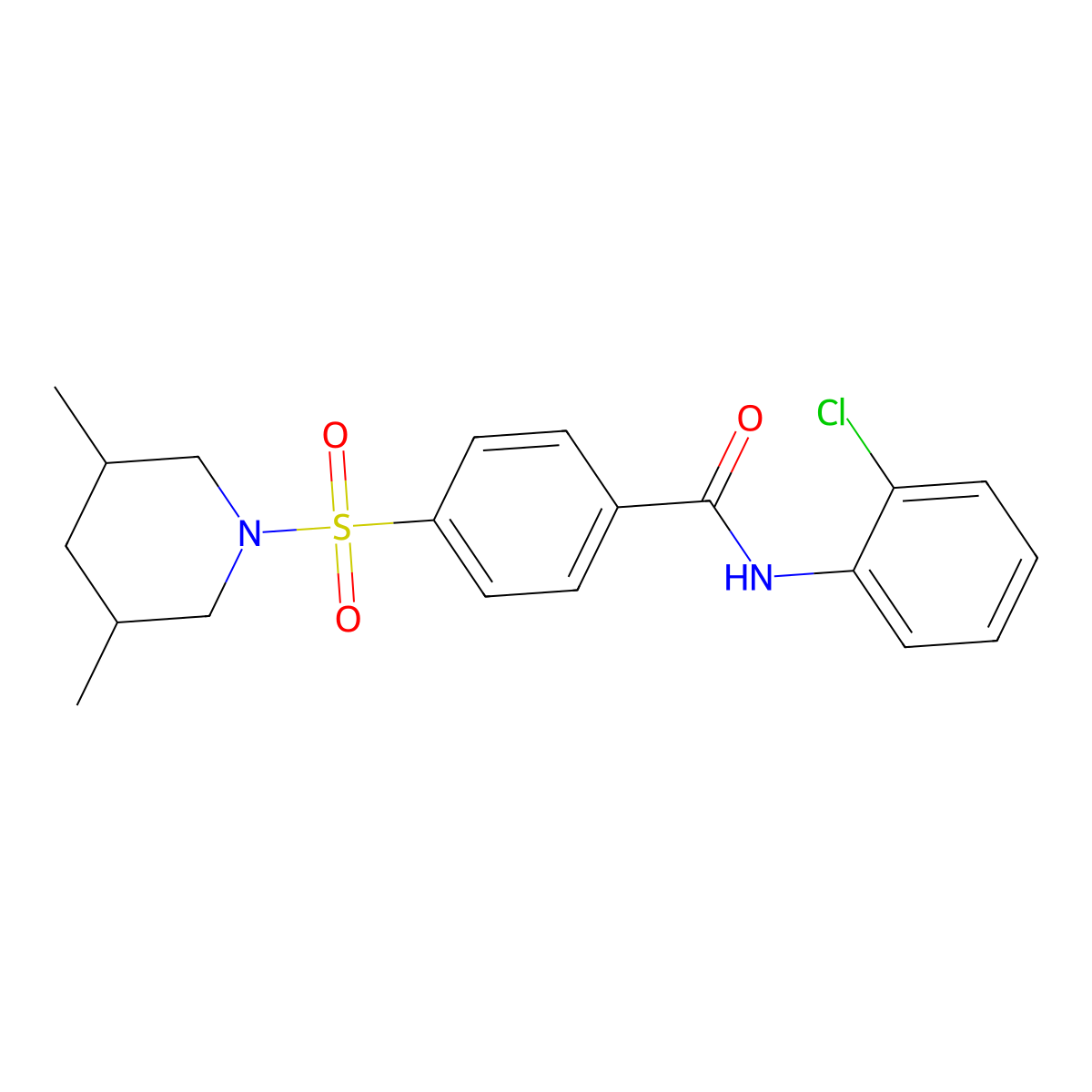 N-(2-chlorophenyl)-4-[(3,5-dimethylpiperidin-1-yl)sulfonyl]benzamide molecular structure, CAS 392323-97-6