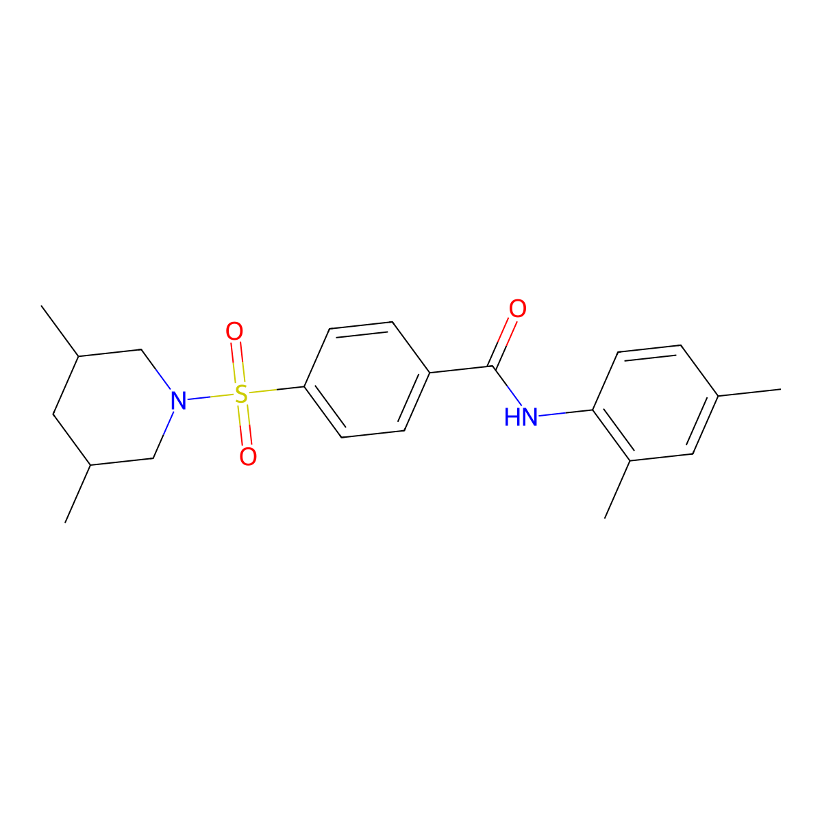 N-(2,4-dimethylphenyl)-4-[(3,5-dimethylpiperidin-1-yl)sulfonyl]benzamide molecular structure, CAS 392323-99-8